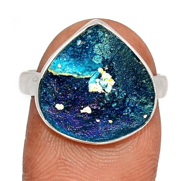 Holy Land Ancient Roman Glass Solid Sterling Silver Ring - Picture 4 of 6